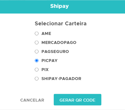 Gerar QRCode da Shipay