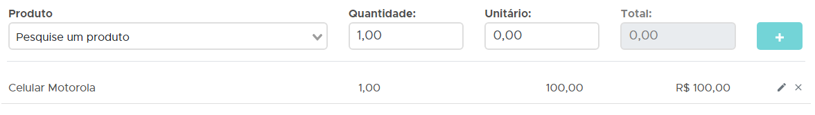 Produtos da nota