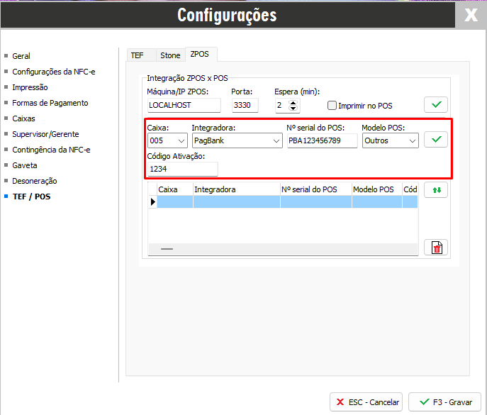 Configuração da integradora PagBank