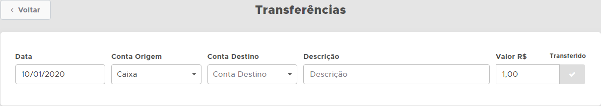 Tela de transferência