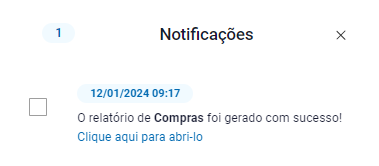 Notificações onde os relatórios gerados podem ser conferidos no ZWeb Notificações de relatórios no ZWeb