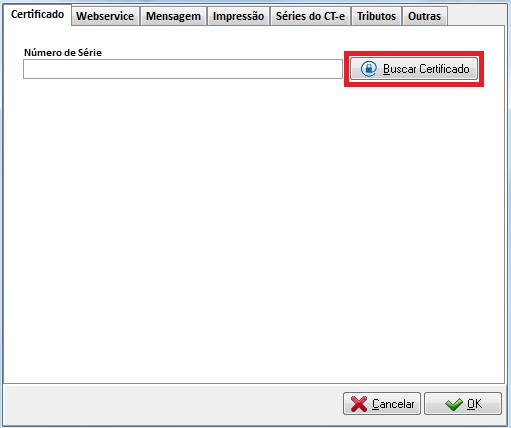 Botão Buscar Certificado na aba Certificado