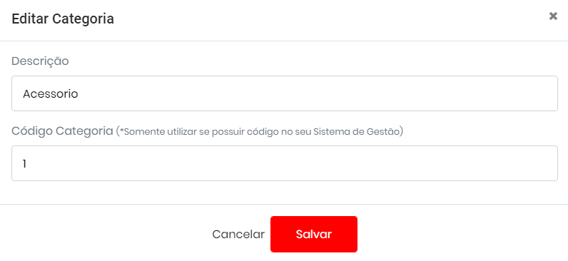 Edição da categoria