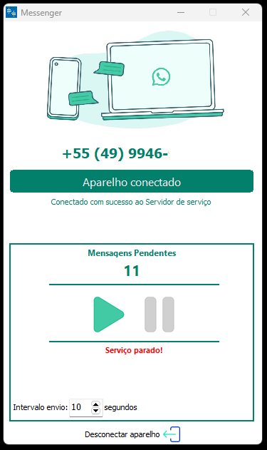 Aparelho conectado e serviço de envio