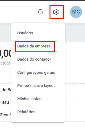 Configurações Dados da empresa