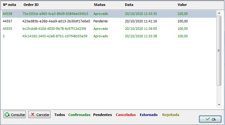 Tela com todas as transações efetuadas na Shipay Transações Shipay