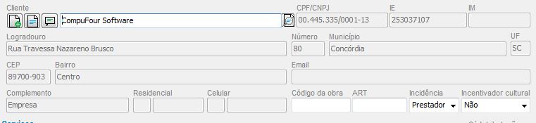 Lançamento do cliente na NFS-e