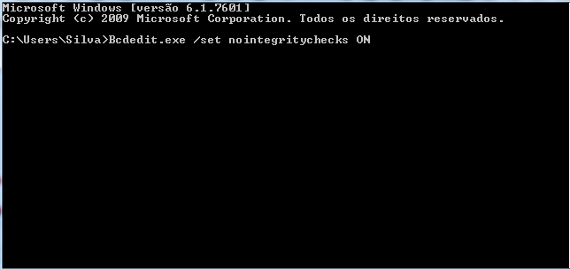 Comando Bcdedit nointegritychecks ON no Windows 10
