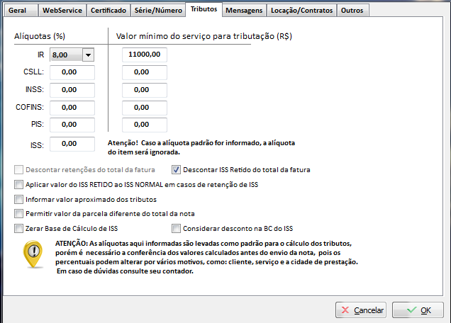 Aba Tributos da NFS-e