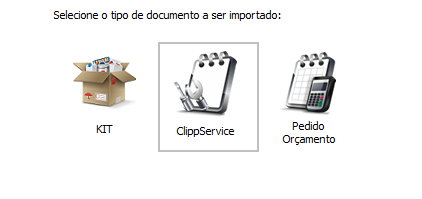 Importação de kit, pedido, ordem de serviço ou orçamento com a tecla INSERT Importar kit ou pedido