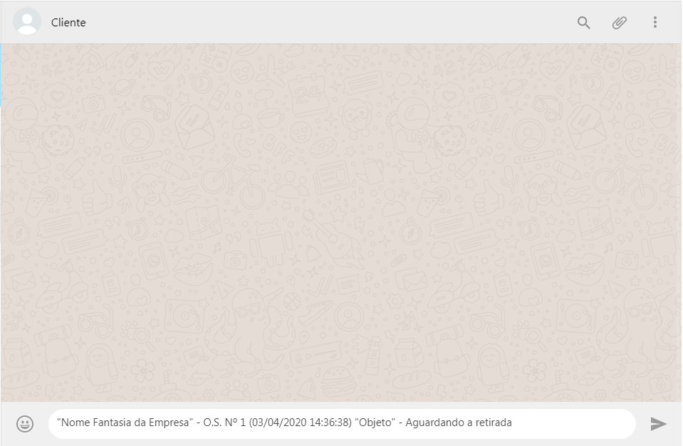 Mensagem da OS enviada pelo WhatsApp