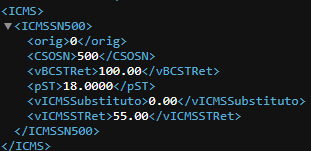 XML com ICMS ST Retido