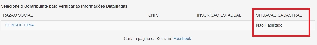 Situação cadastral no Sintegra